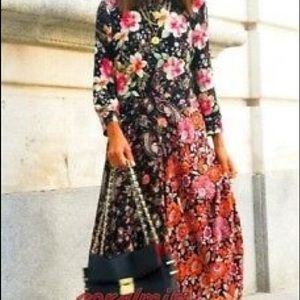 NWT ZARA Midi Patchwork Floral Print Dress A-Line